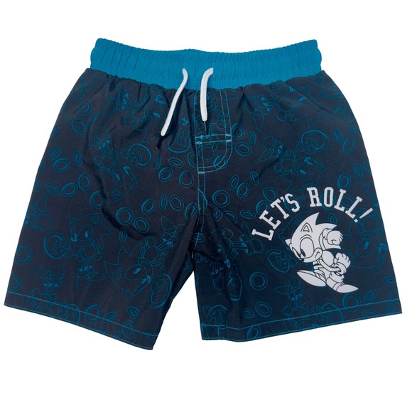 Sonic the Hedgehog Boys‎ Swim Trunks Size 4/5 Blue Black Let's Roll! - Picture 1 of 13